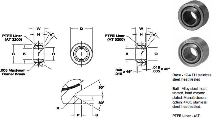 AURORAPNB-6T關節(jié)軸承圖紙