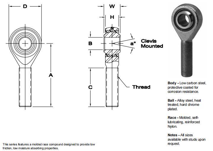 AURORASPB-12關節(jié)軸承圖紙